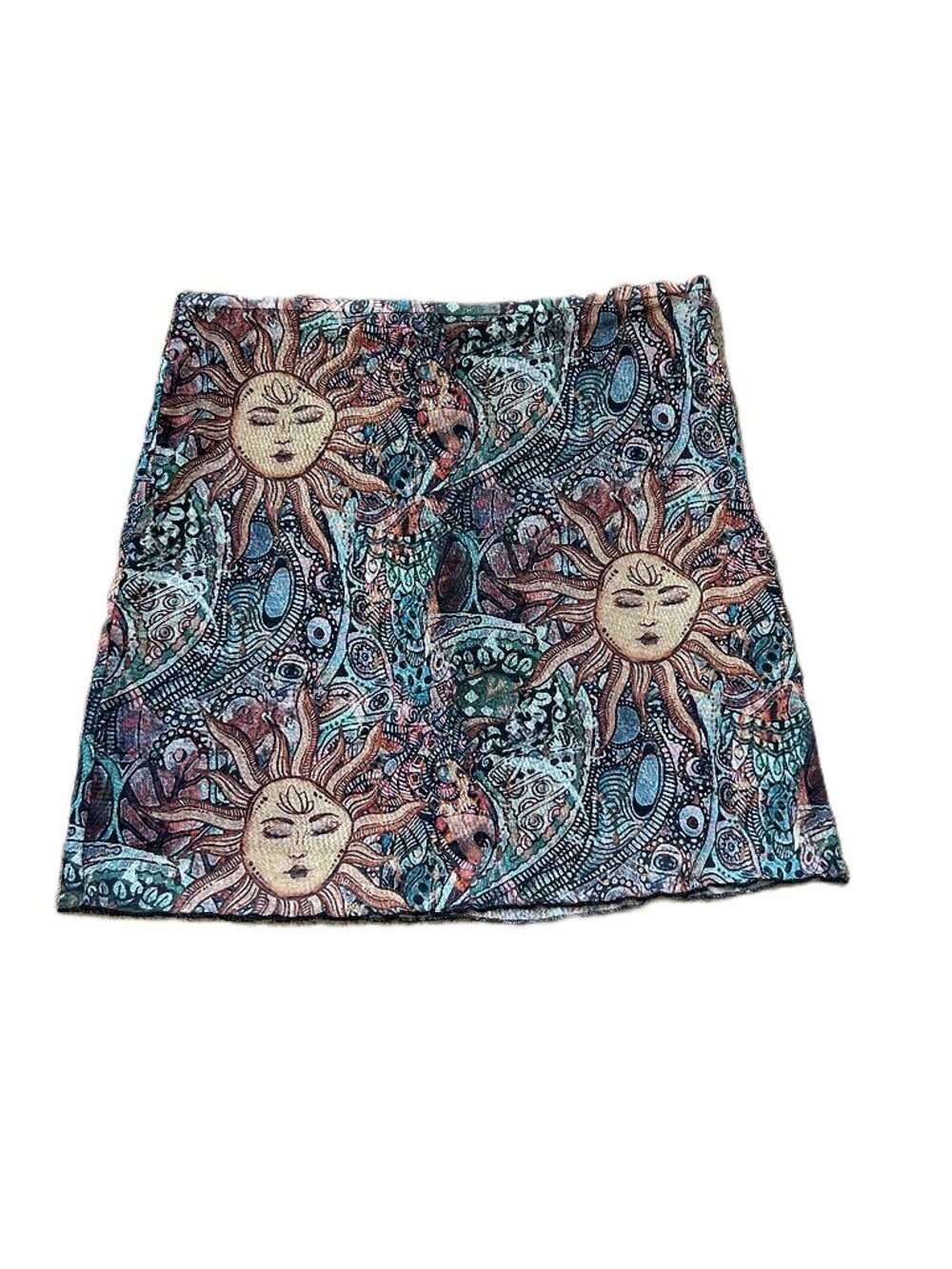 Celestial Sun Mini Slip Skirt Hippie Boho XL